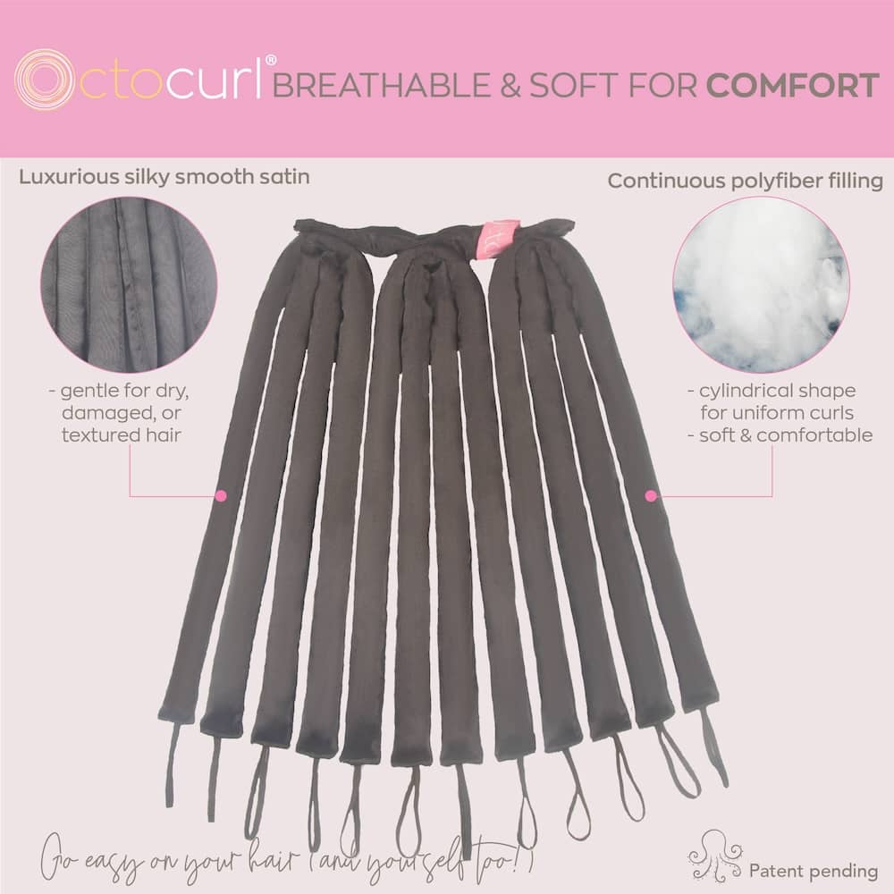 NO HEADBAND OCTOCURL - Satin Gentle Fabric - Soft Hair Curlers